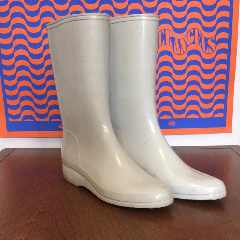 Brookline white rubber rain boots